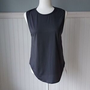 Fabletics Trisha Tank Dark Gray Mesh Back Muscle Workout Top NEW Activewear S